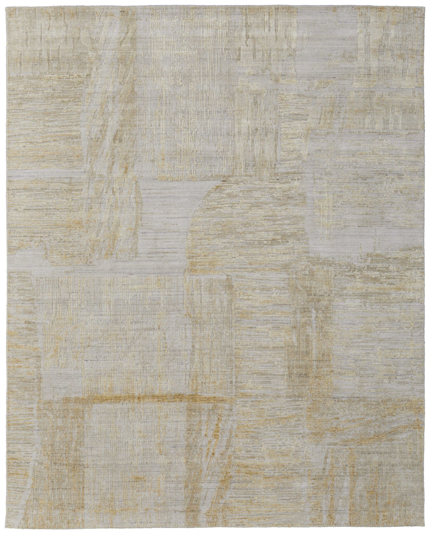 9' X 12' Yellow and Ivory Abstract Hand Woven Area Rug-3