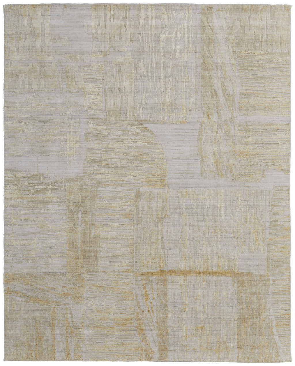 9' X 12' Yellow and Ivory Abstract Hand Woven Area Rug-4