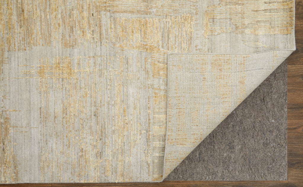 9' X 12' Yellow and Ivory Abstract Hand Woven Area Rug-6
