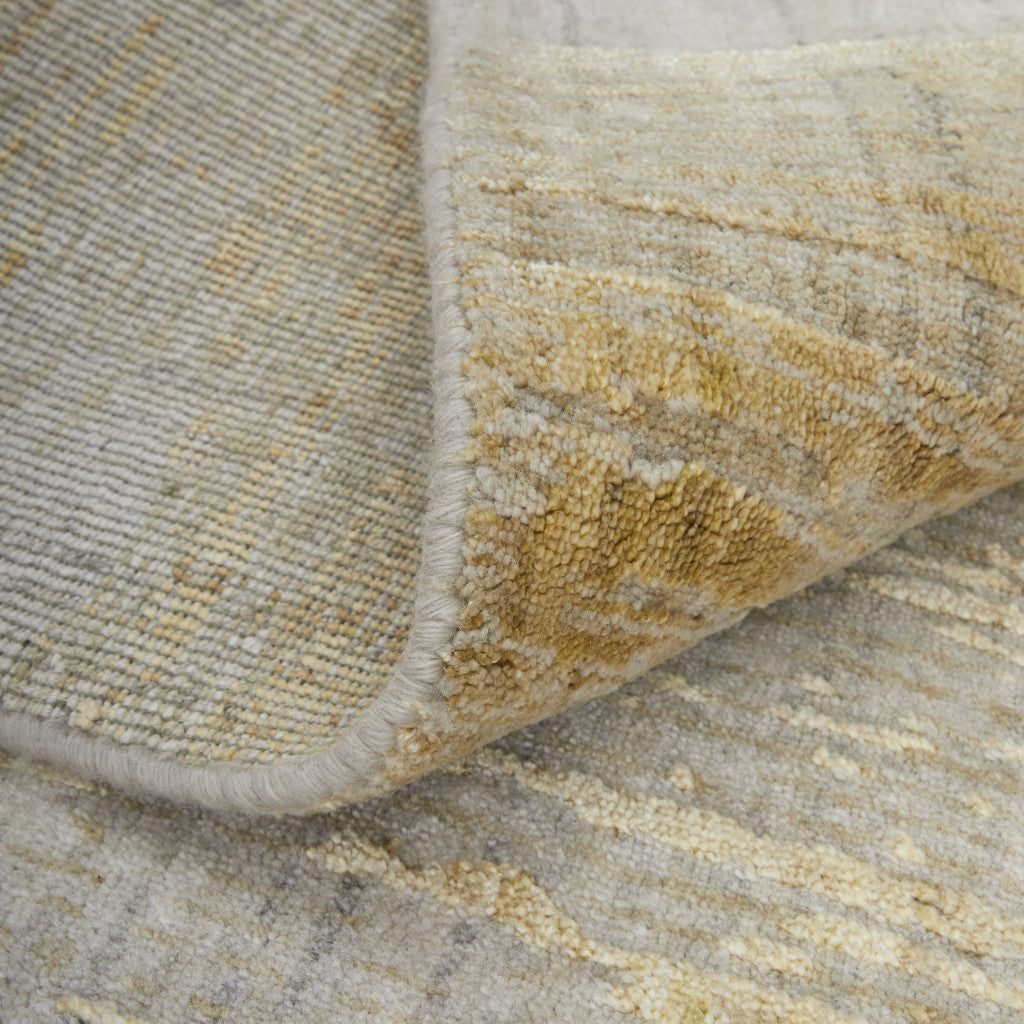 9' X 12' Yellow and Ivory Abstract Hand Woven Area Rug-7