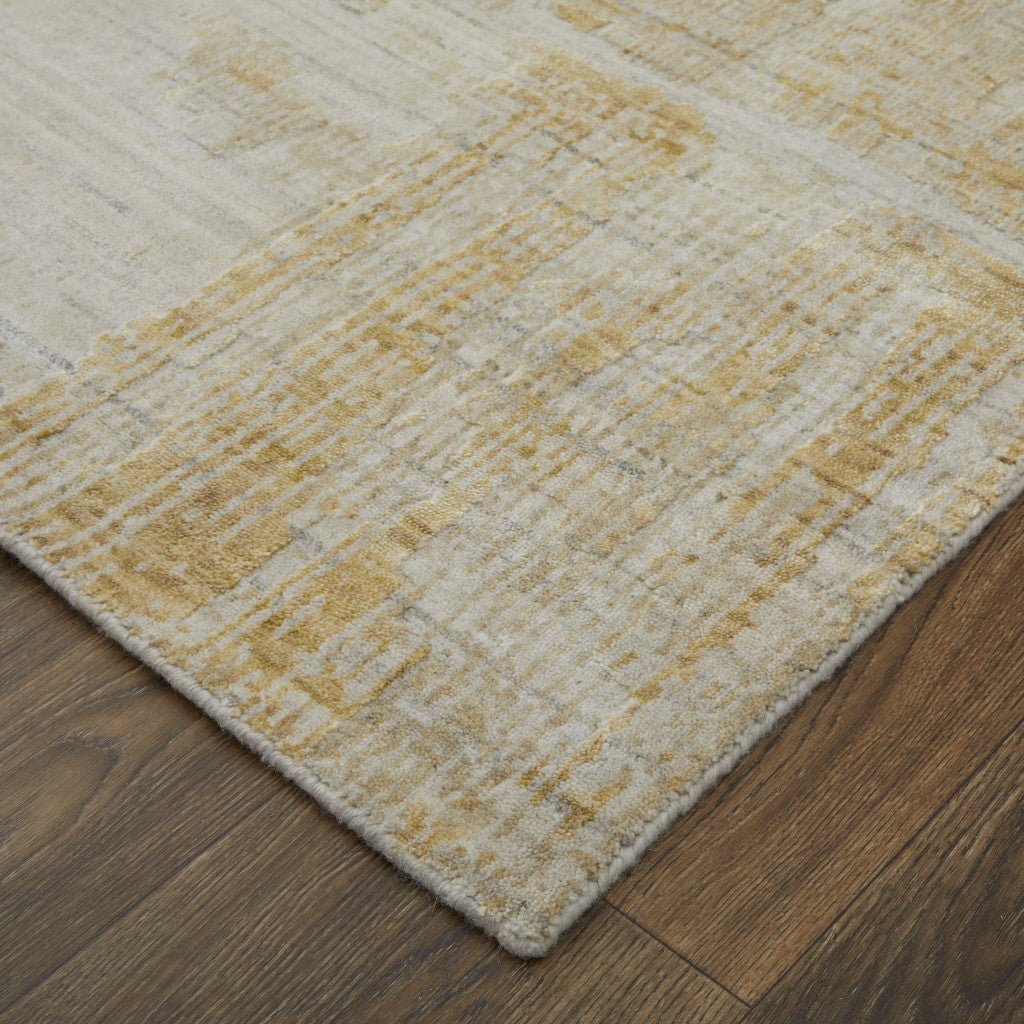9' X 12' Yellow and Ivory Abstract Hand Woven Area Rug-8