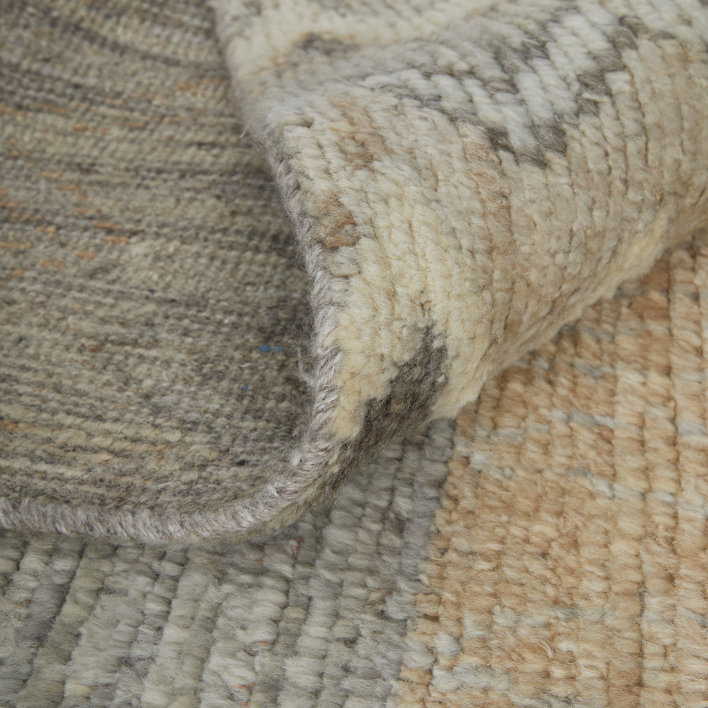 9' X 13' Ivory Gray and Orange Wool Moroccan Hand Knotted Area Rug-8