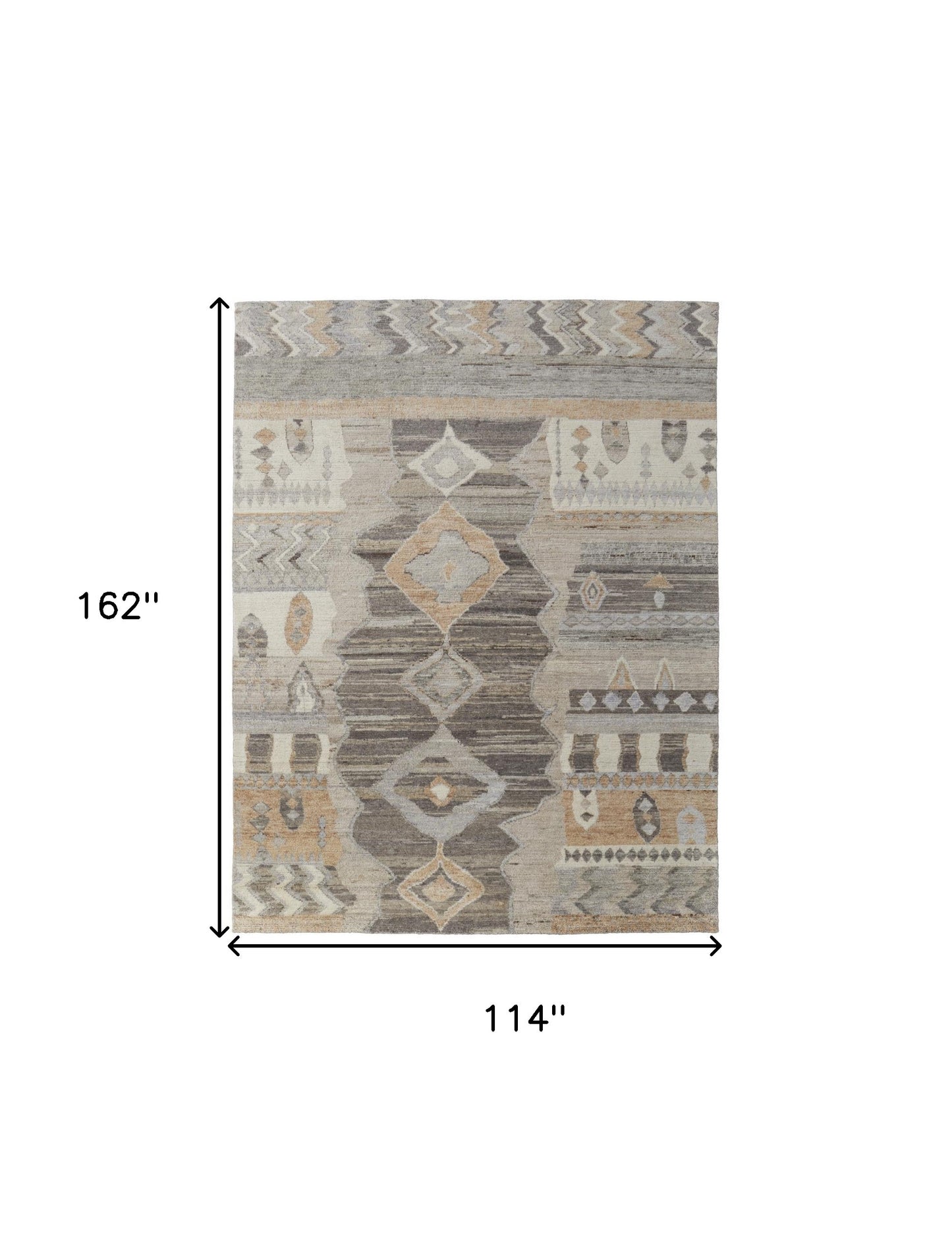 9' X 13' Ivory Gray and Orange Wool Moroccan Hand Knotted Area Rug-2