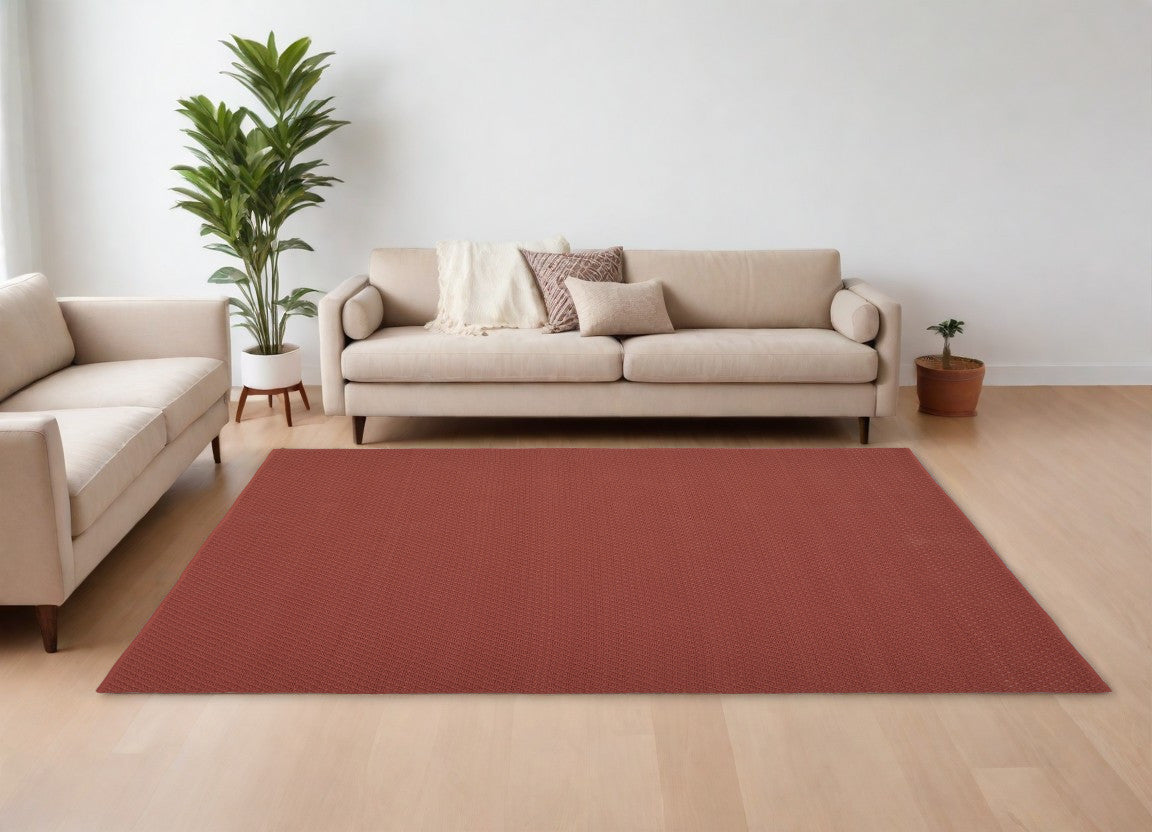 9' X 12' Red Hand Woven Area Rug-0
