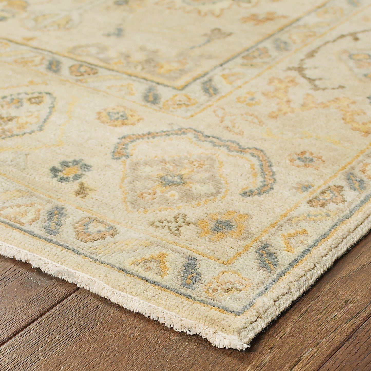 6' X 9' Beige And Gray Wool Oriental Hand Knotted Area Rug-5