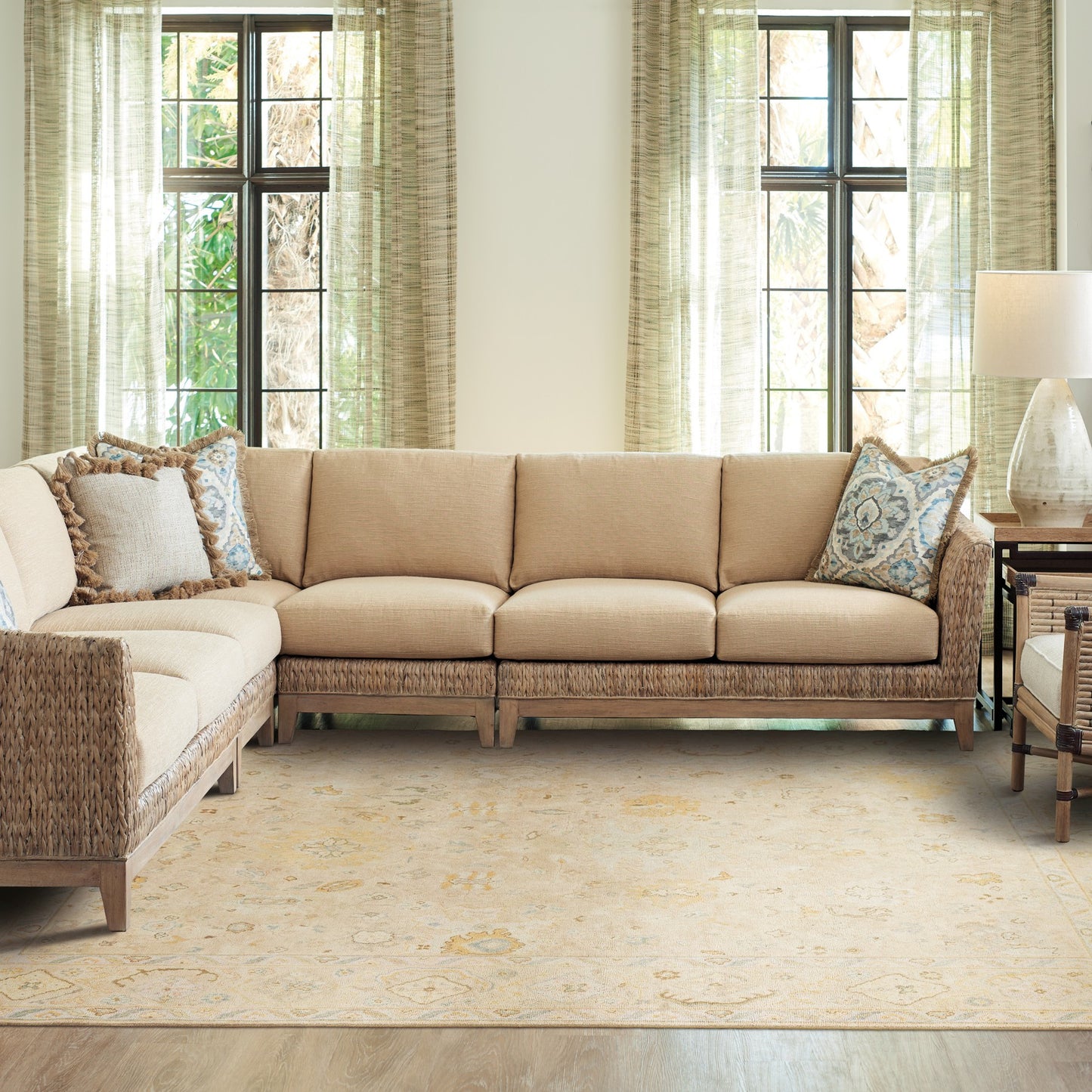 6' X 9' Beige And Gray Wool Oriental Hand Knotted Area Rug-6