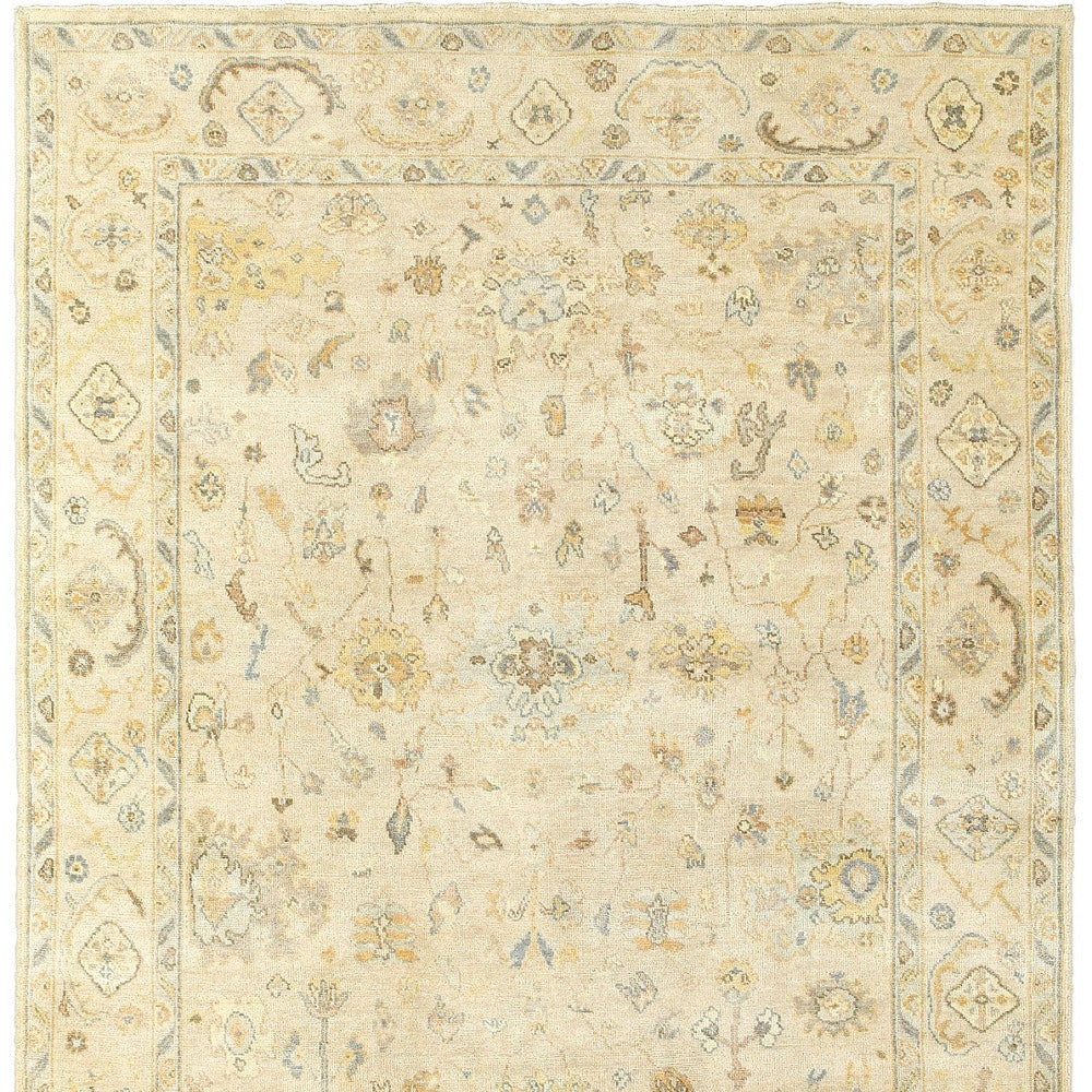 6' X 9' Beige And Gray Wool Oriental Hand Knotted Area Rug-3