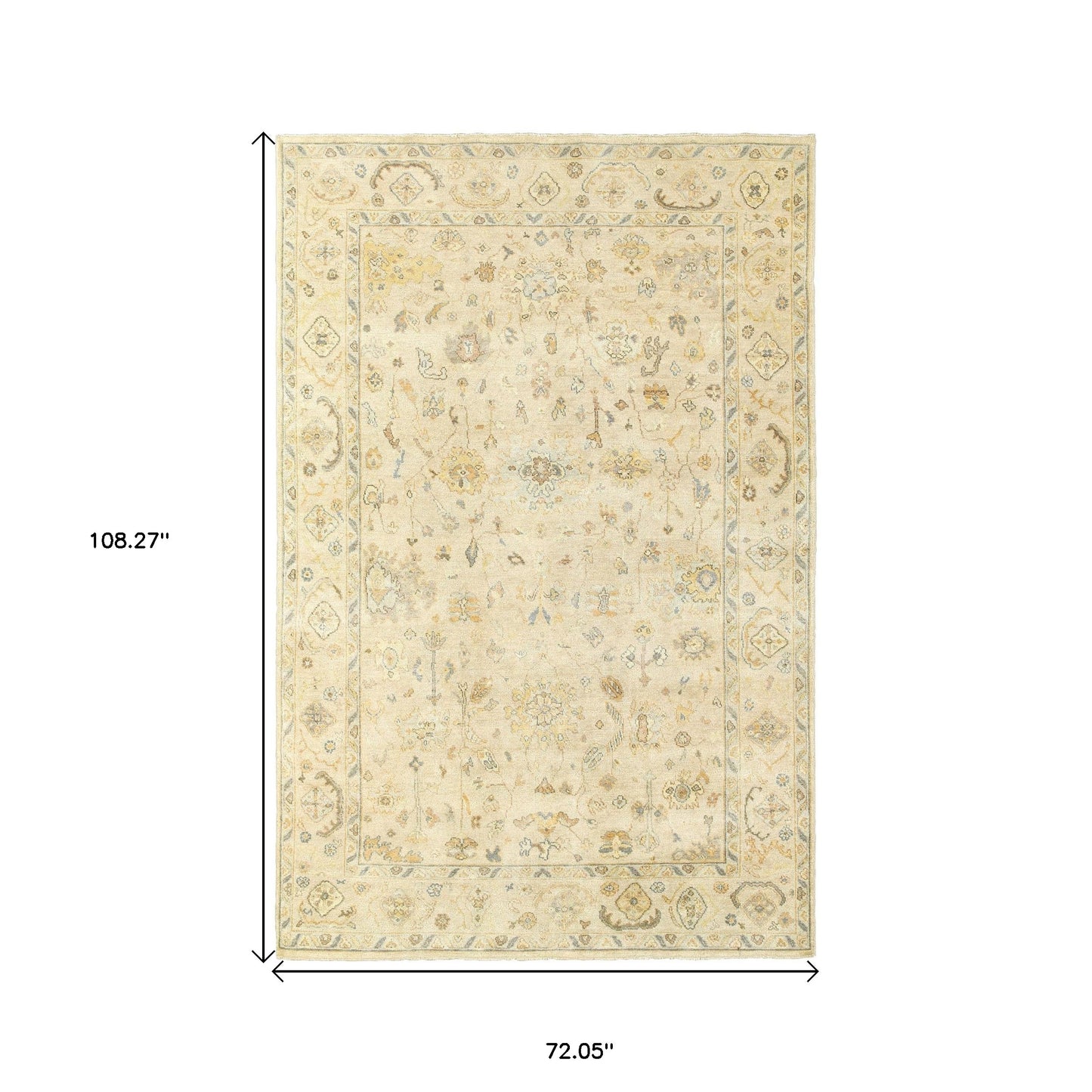 6' X 9' Beige And Gray Wool Oriental Hand Knotted Area Rug-2