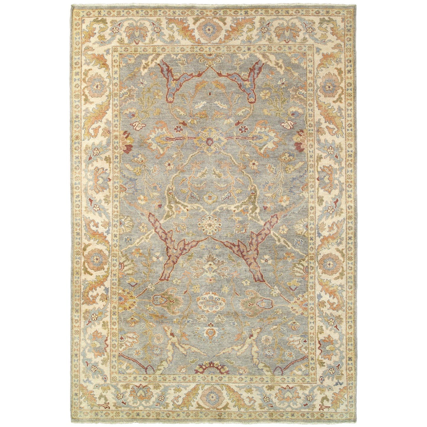 8' X 10' Gray And Beige Wool Oriental Hand Knotted Area Rug-1