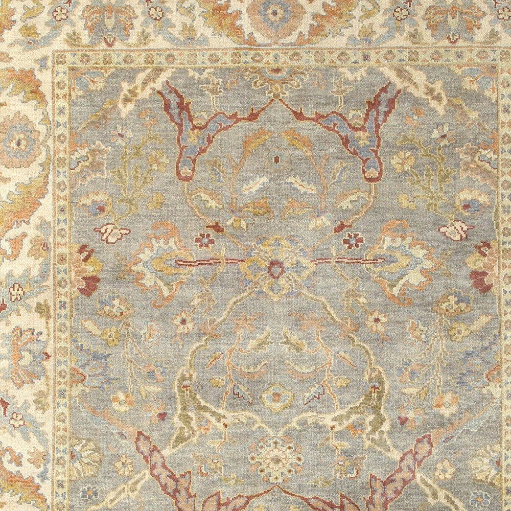 8' X 10' Gray And Beige Wool Oriental Hand Knotted Area Rug-4