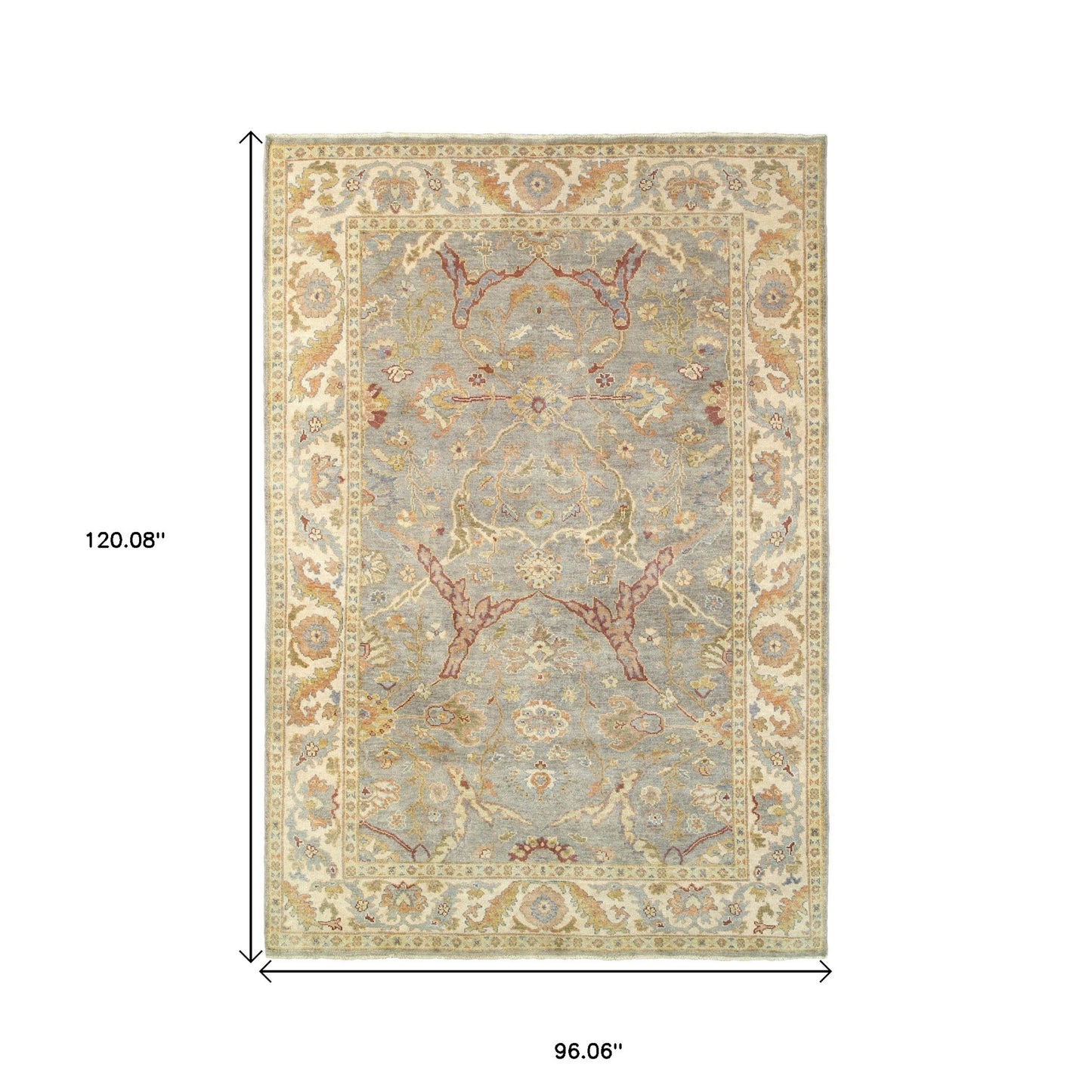 8' X 10' Gray And Beige Wool Oriental Hand Knotted Area Rug-2
