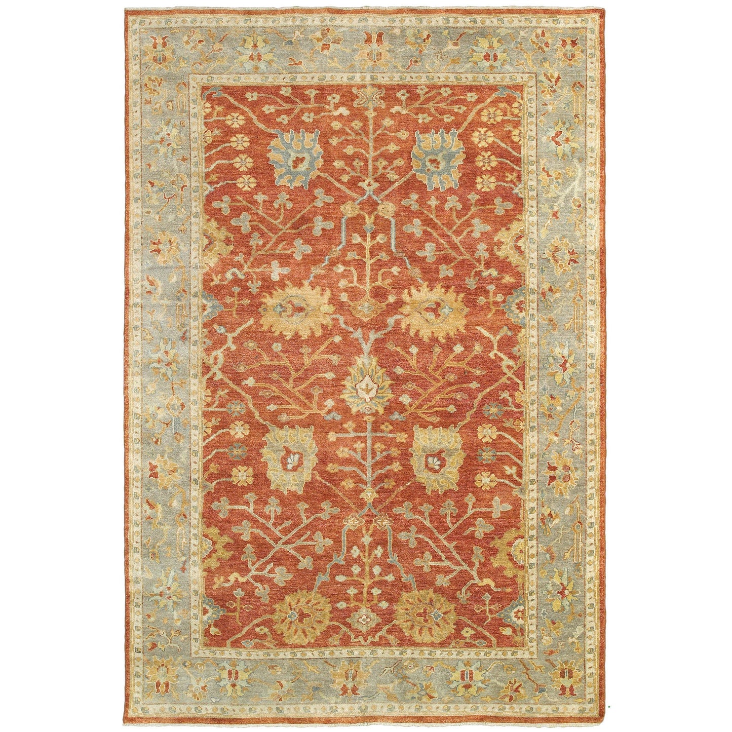 10' X 14' Red And Gray Wool Oriental Hand Knotted Area Rug-3