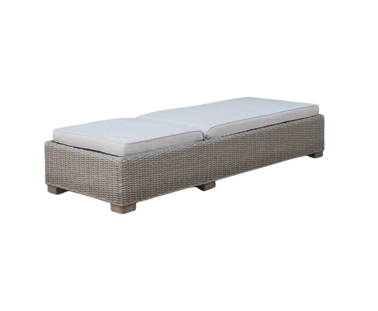 75" Brown Chaise Lounge With Beige Cushion-4