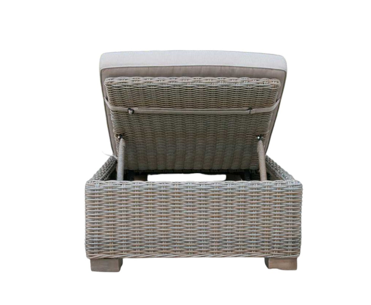 75" Brown Chaise Lounge With Beige Cushion-5