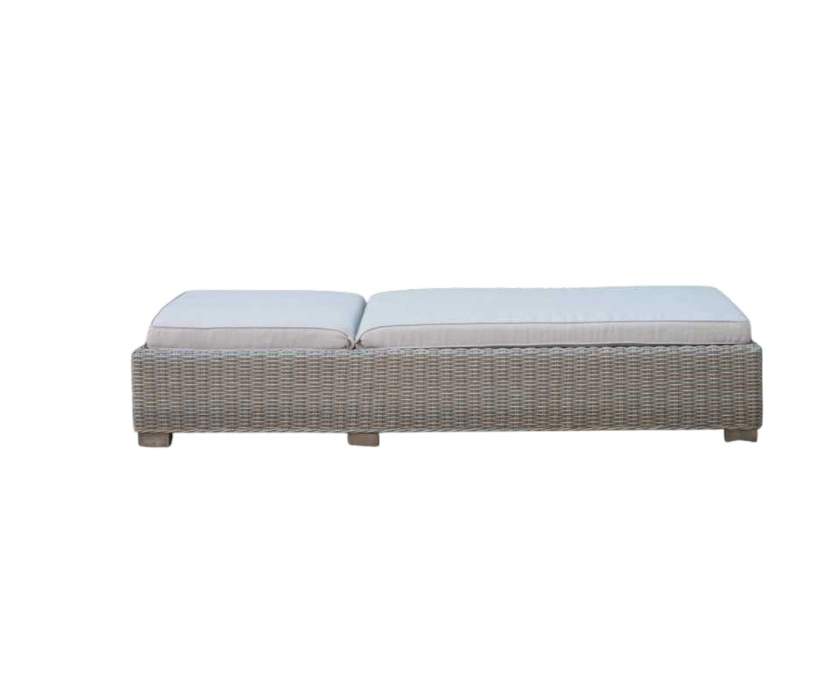 75" Brown Chaise Lounge With Beige Cushion-2