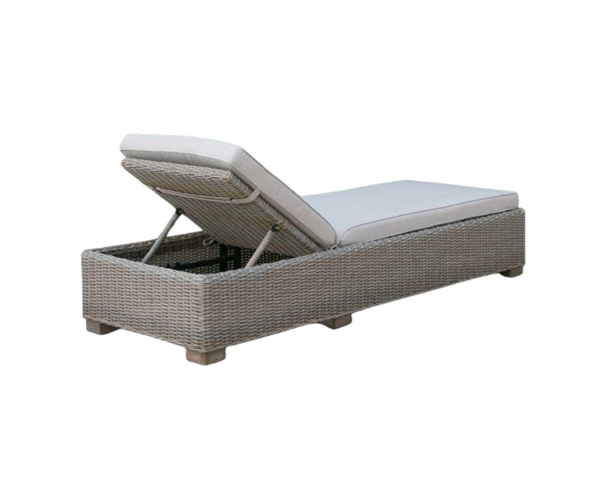 75" Brown Chaise Lounge With Beige Cushion-3