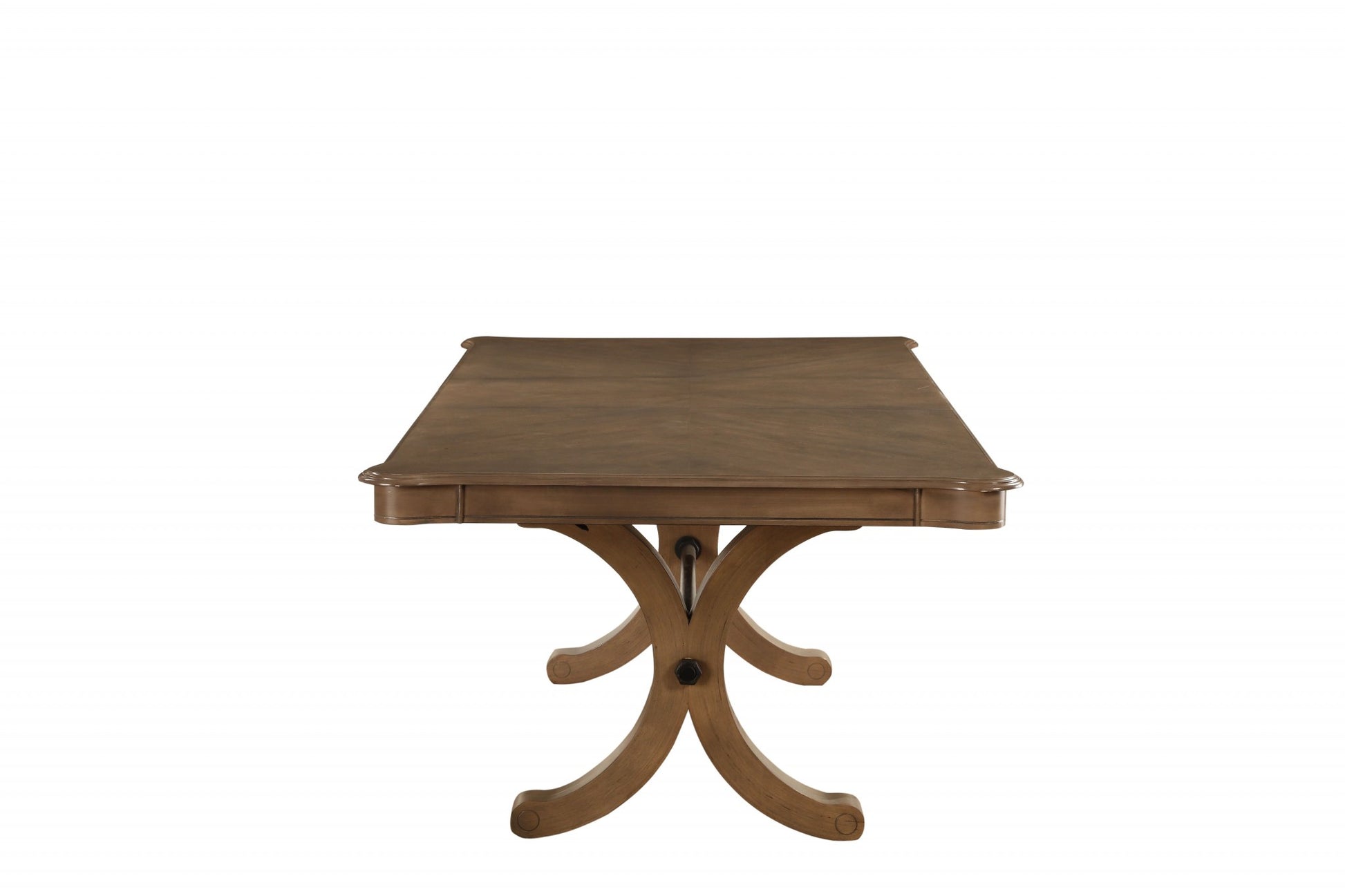64" Brown Solid Wood Removable Leaf Trestle Base Dining Table-3