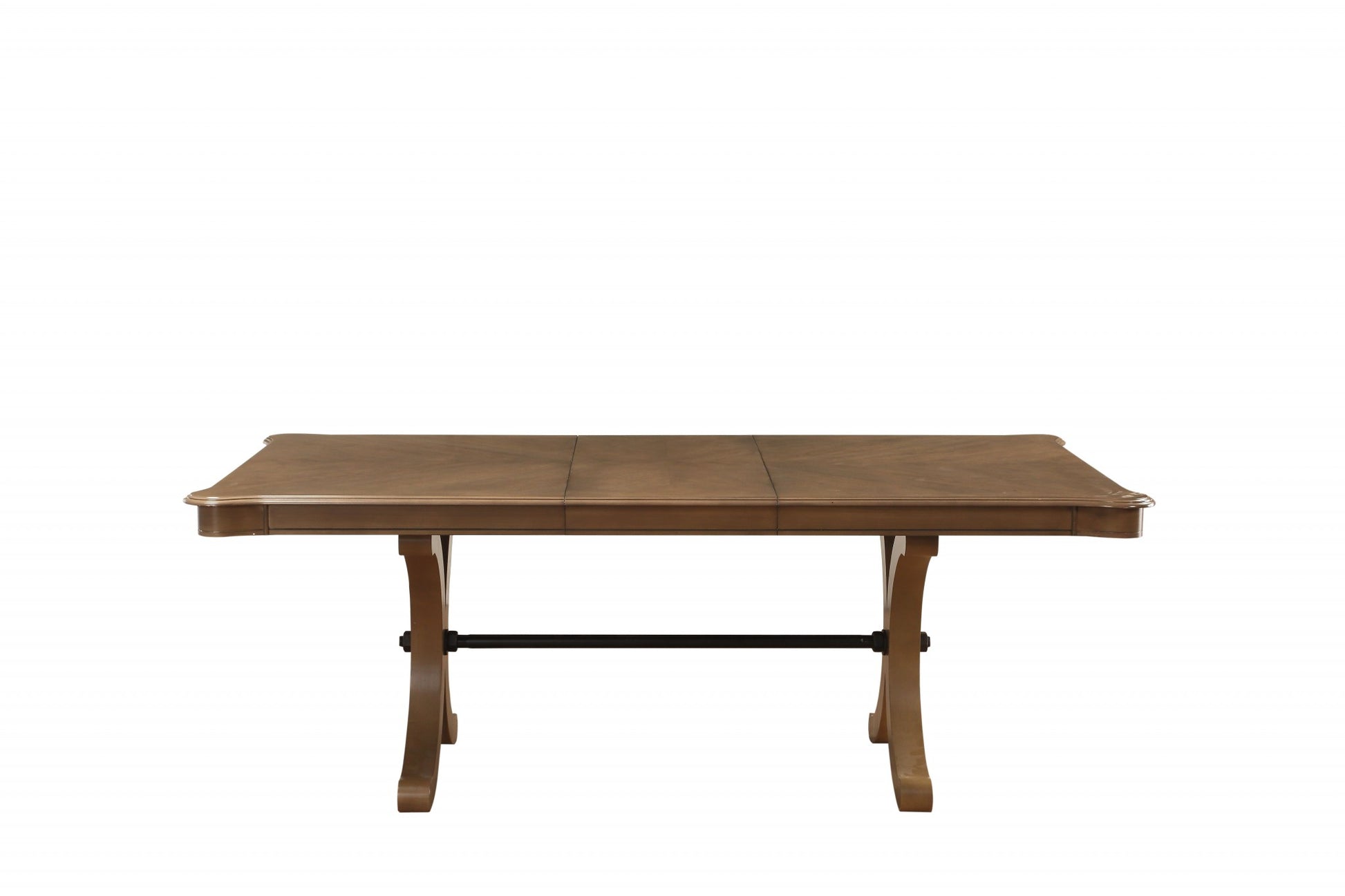 64" Brown Solid Wood Removable Leaf Trestle Base Dining Table-1