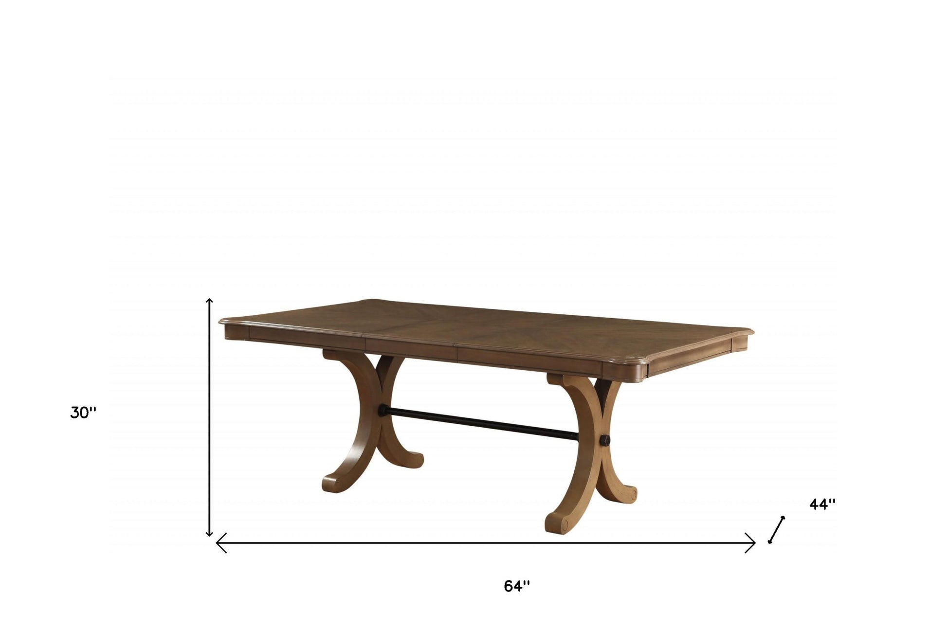 64" Brown Solid Wood Removable Leaf Trestle Base Dining Table-5