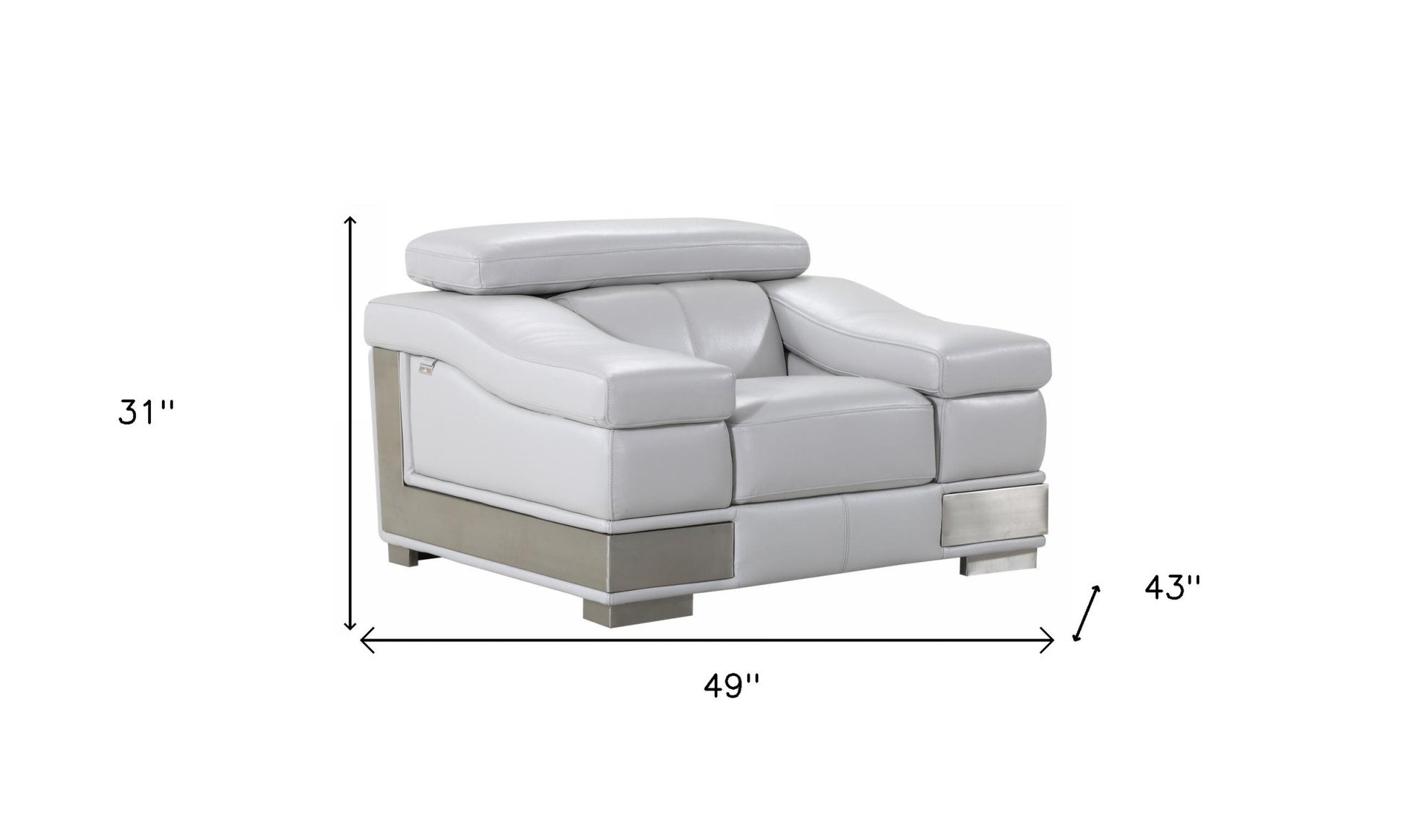 49" Gray Genuine Leather Arm Chair-4