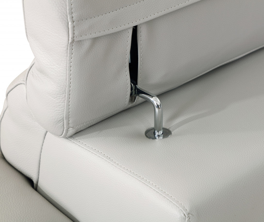 51" Gray And Silver Genuine Leather Chair and a Half-8