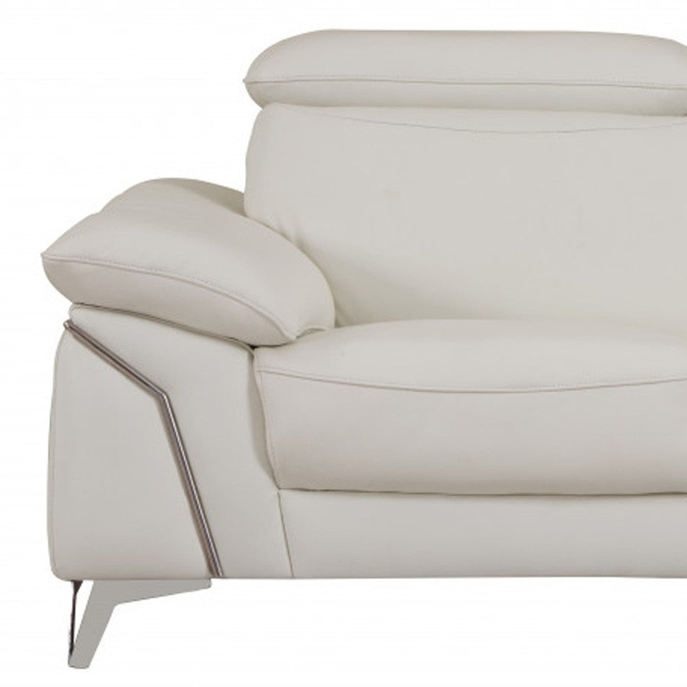 Two Piece Indoor White Italian Leather Five Person Seating Set-7