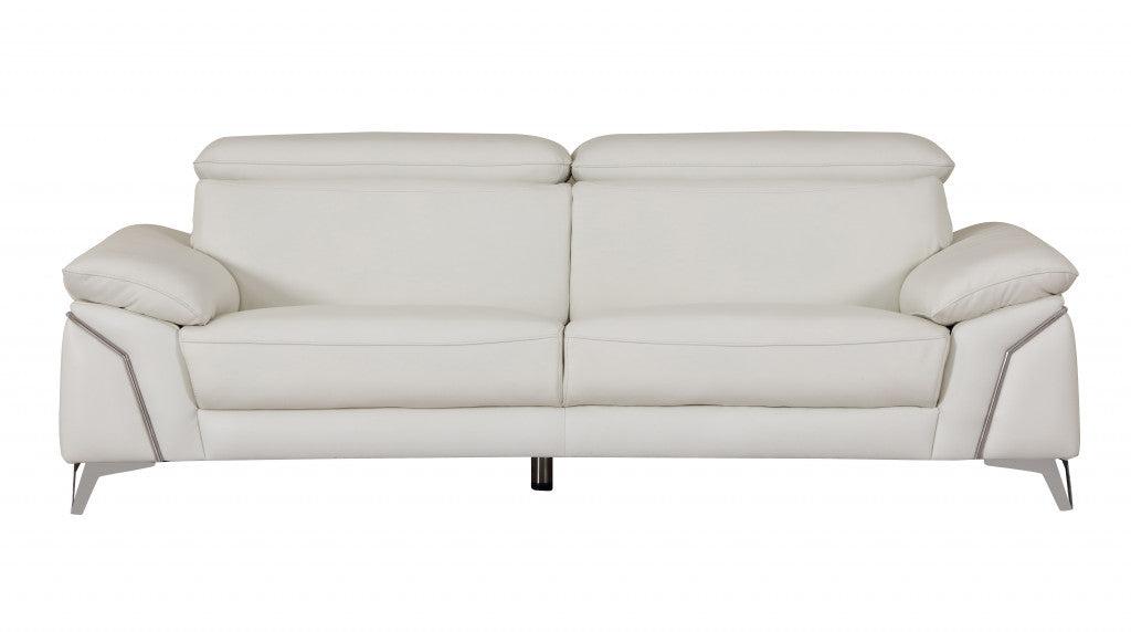 Two Piece Indoor White Italian Leather Five Person Seating Set-2