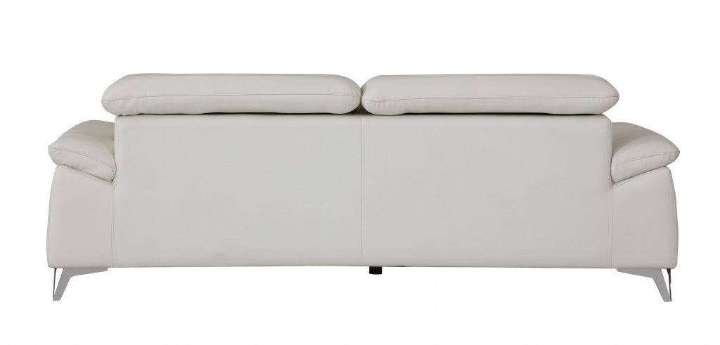 Two Piece Indoor White Italian Leather Five Person Seating Set-3