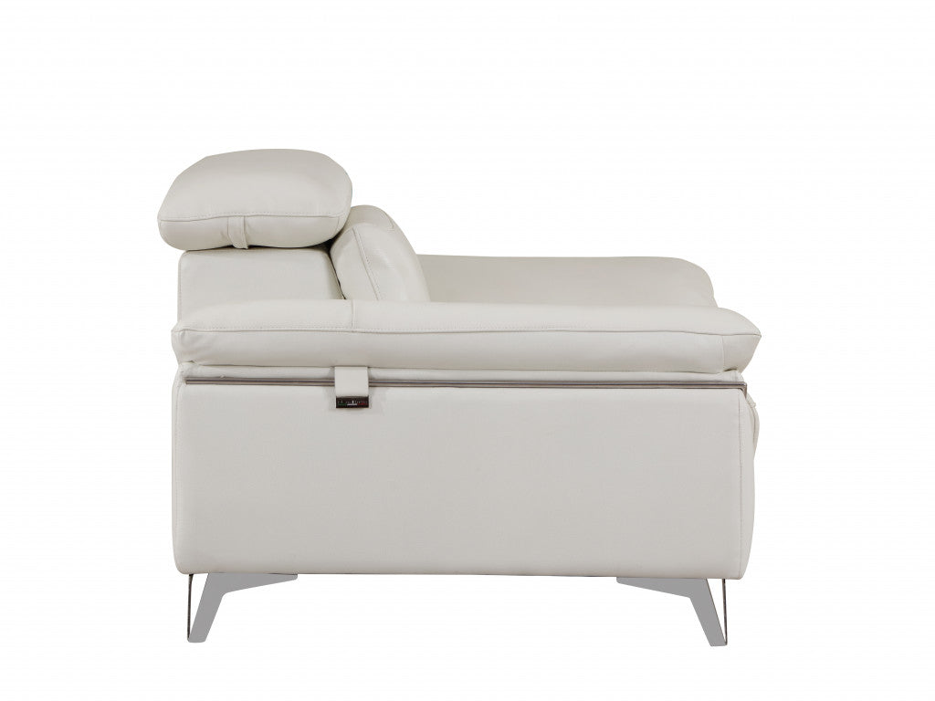 Two Piece Indoor White Italian Leather Five Person Seating Set-4