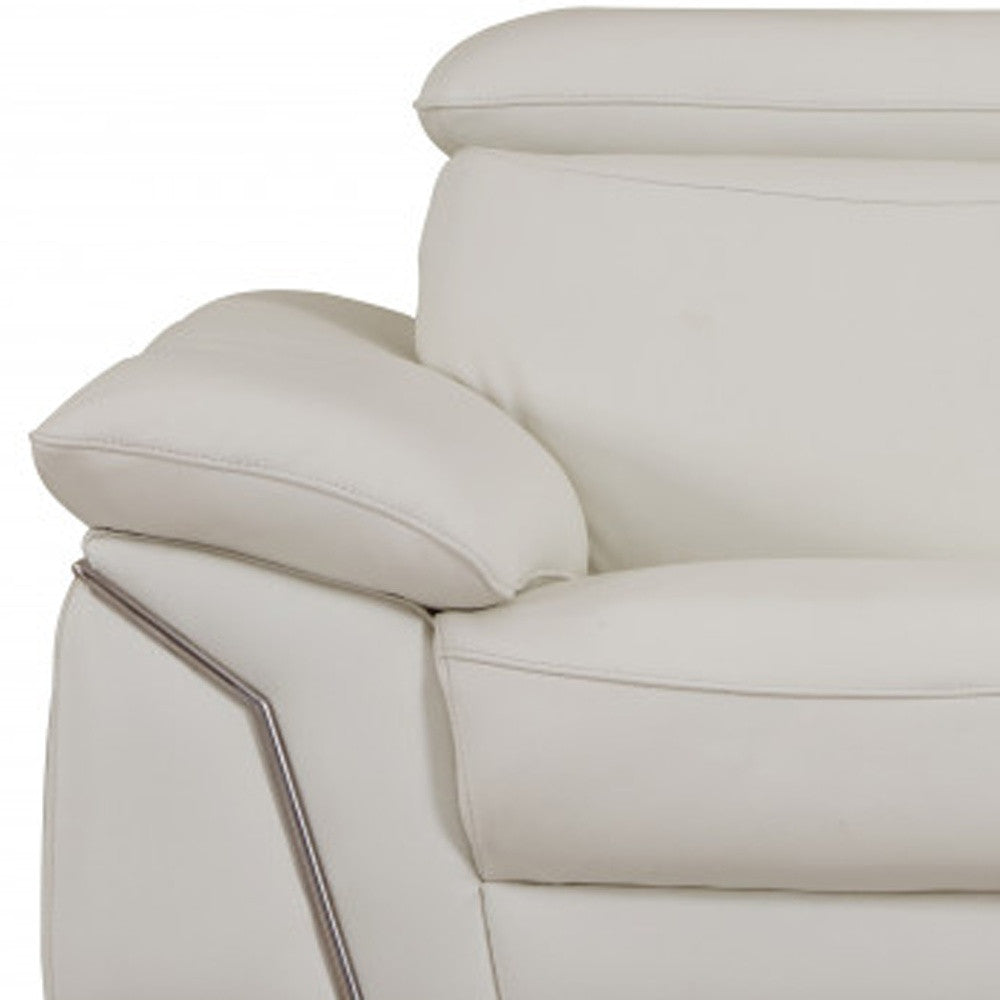 Two Piece Indoor White Italian Leather Five Person Seating Set-6