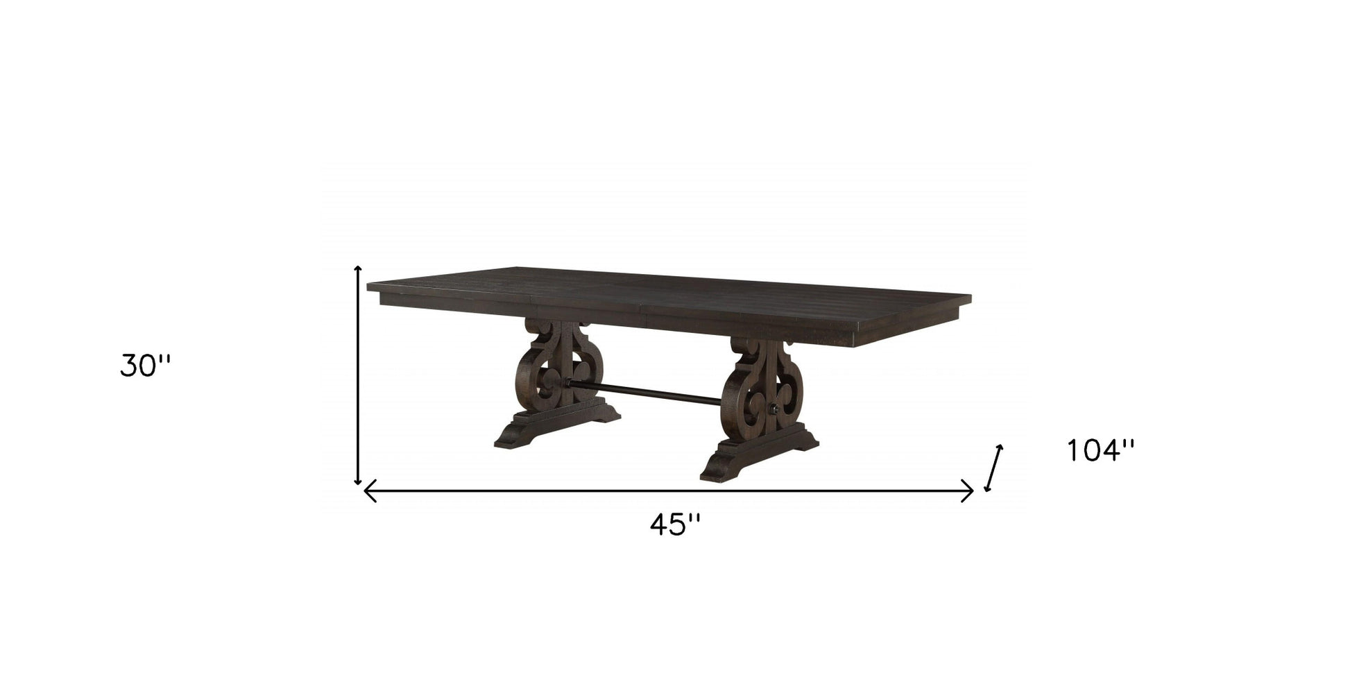 104" Brown Solid Wood Trestle Base Dining Table-4