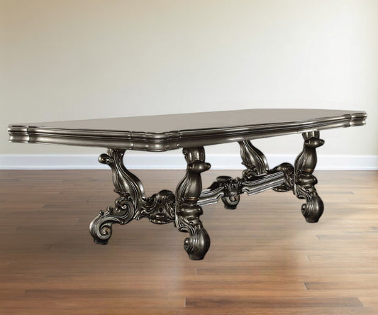 46" Platinum Solid Wood Trestle Base Dining Table-0
