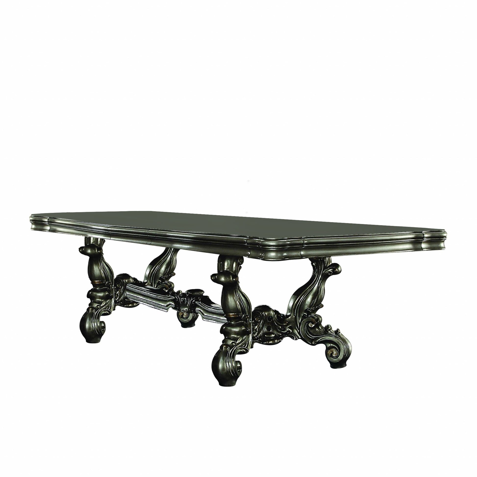 46" Green Solid Wood Trestle Base Dining Table-1