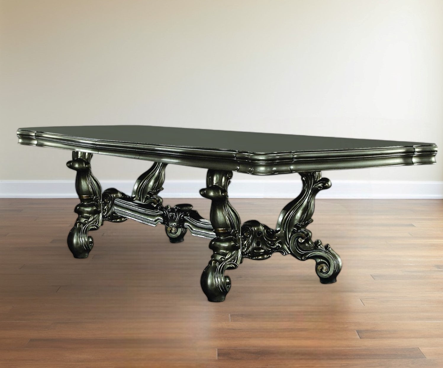 46" Green Solid Wood Trestle Base Dining Table-0
