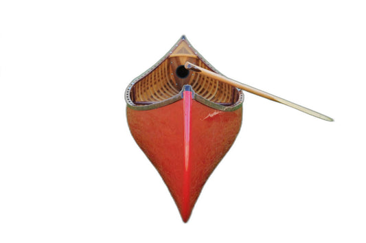 26.5" X 117" X 20" Red Wooden Canoe With Ribs Curved Bow-0