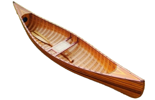 26.25" X 118.5" X 16" Wooden Canoe With Ribs Curved Bow-0