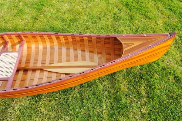 26.25" X 118.5" X 16" Wooden Canoe With Ribs Curved Bow-4