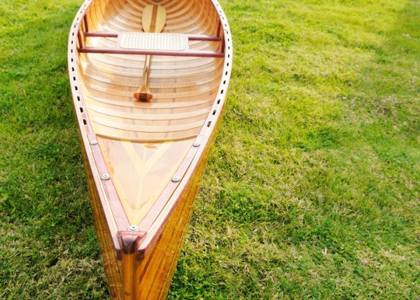 26.25" X 118.5" X 16" Wooden Canoe With Ribs Curved Bow-5
