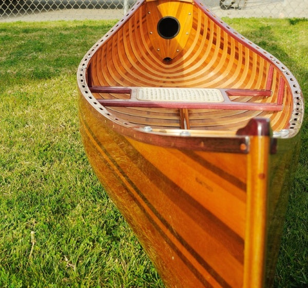 26.25" X 118.5" X 16" Wooden Canoe With Ribs Curved Bow-6