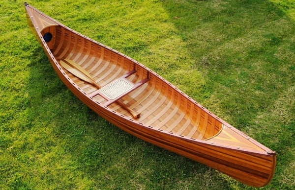 26.25" X 118.5" X 16" Wooden Canoe With Ribs Curved Bow-7
