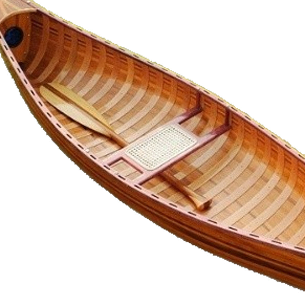 26.25" X 118.5" X 16" Wooden Canoe With Ribs Curved Bow-3