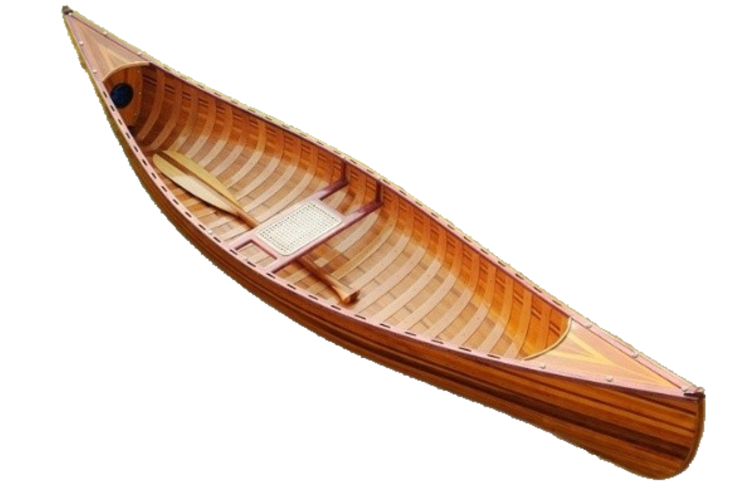 26.25" X 118.5" X 16" Wooden Canoe With Ribs Curved Bow-2