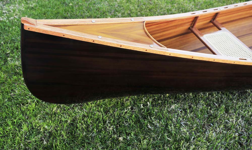 35.125" X 216" X 22.5" Wooden Canoe Dark Stained Finish-4
