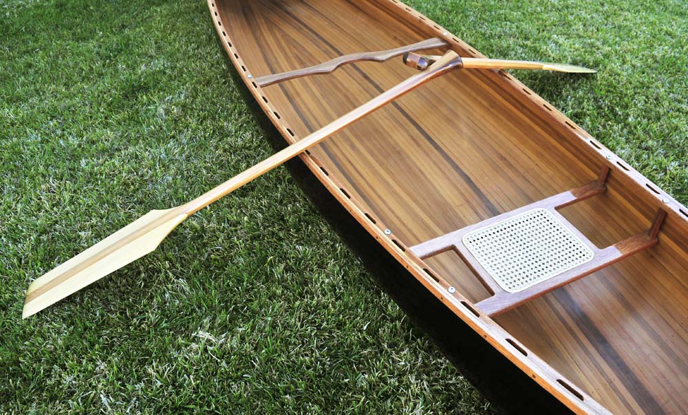 35.125" X 216" X 22.5" Wooden Canoe Dark Stained Finish-5