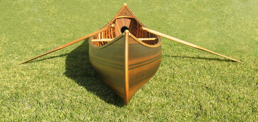 28.5" X 144" X 21"Matte Finishwooden Canoe With Ribs Curved Bow-3
