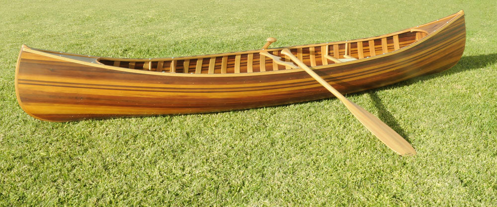 28.5" X 144" X 21"Matte Finishwooden Canoe With Ribs Curved Bow-4