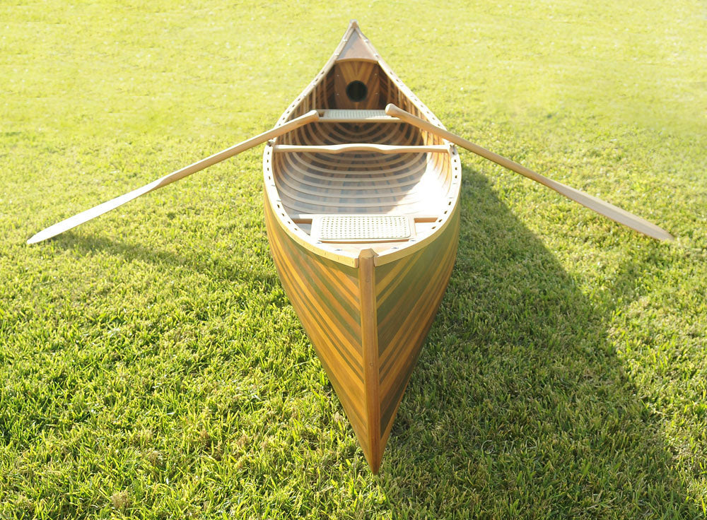 28.5" X 144" X 21"Matte Finishwooden Canoe With Ribs Curved Bow-5