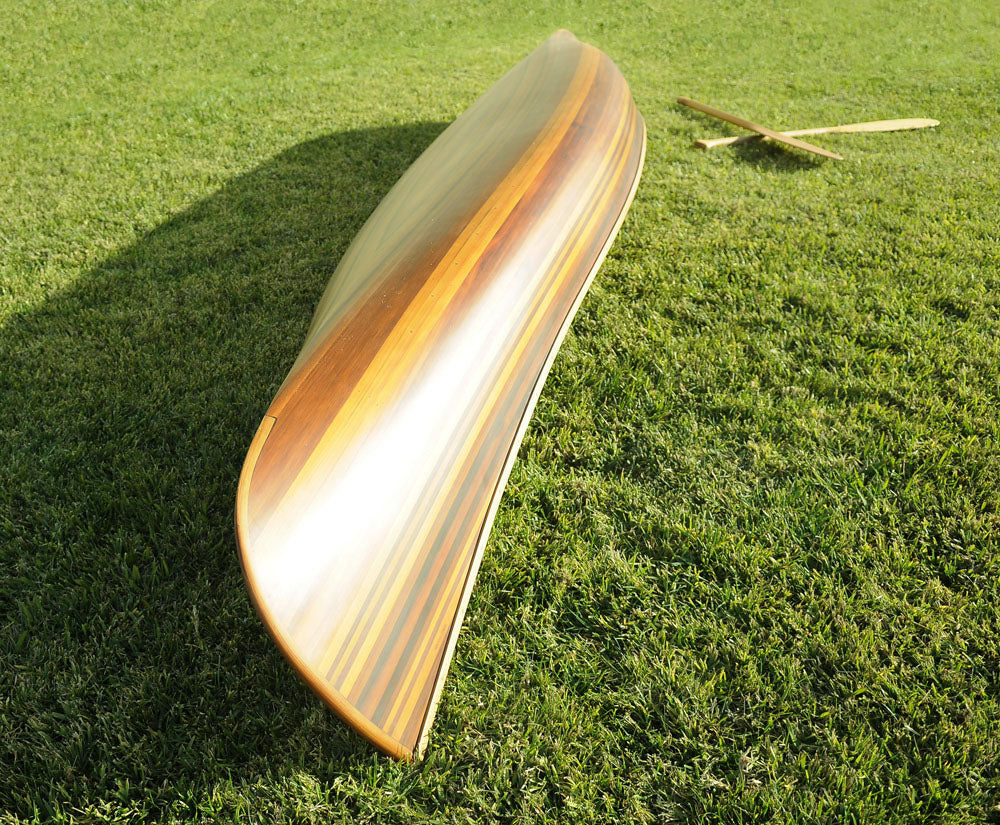 28.5" X 144" X 21"Matte Finishwooden Canoe With Ribs Curved Bow-6