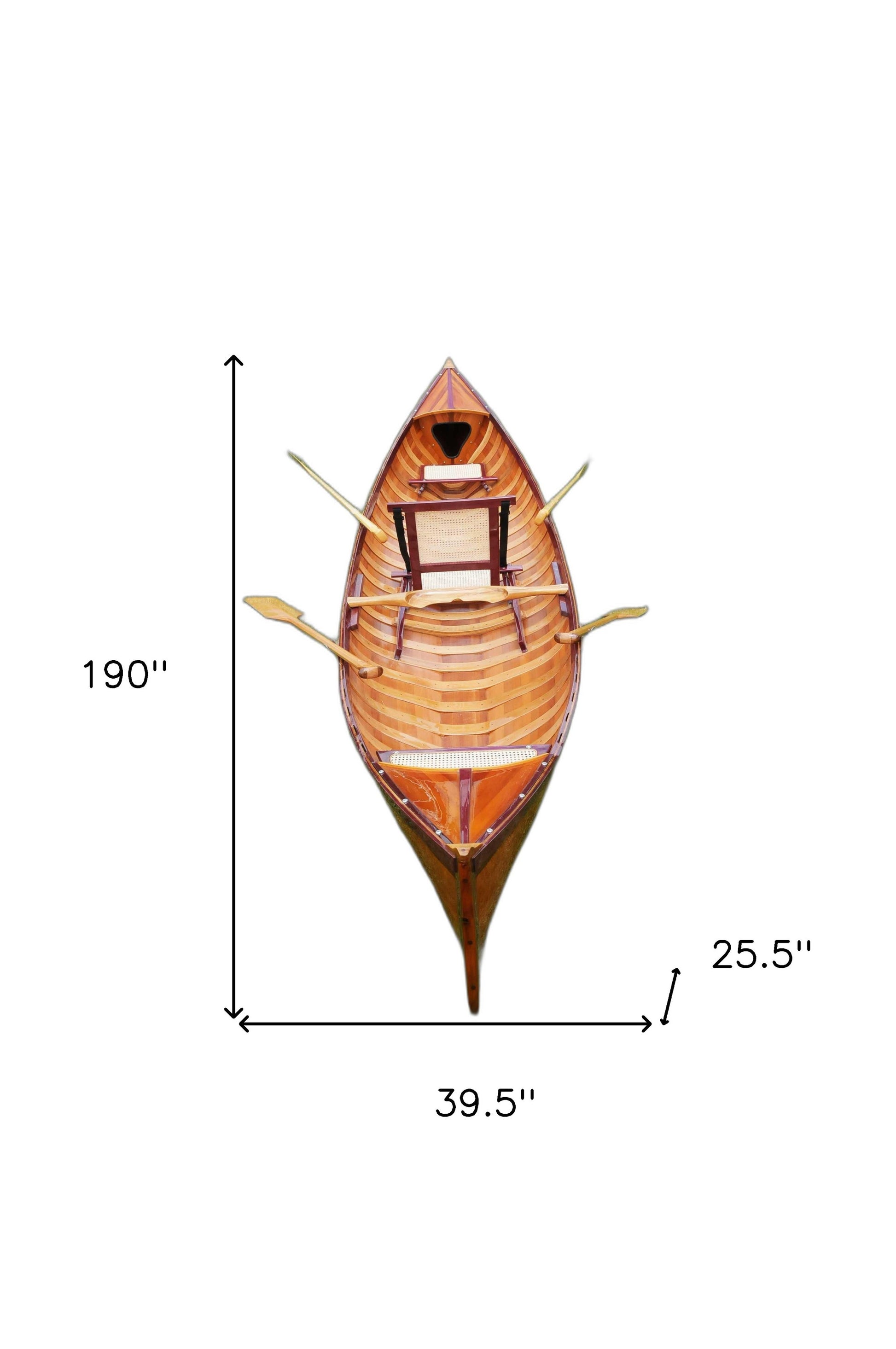 26" Wood Brown Solid Wood Model Boat Tabletop Sculpture-6