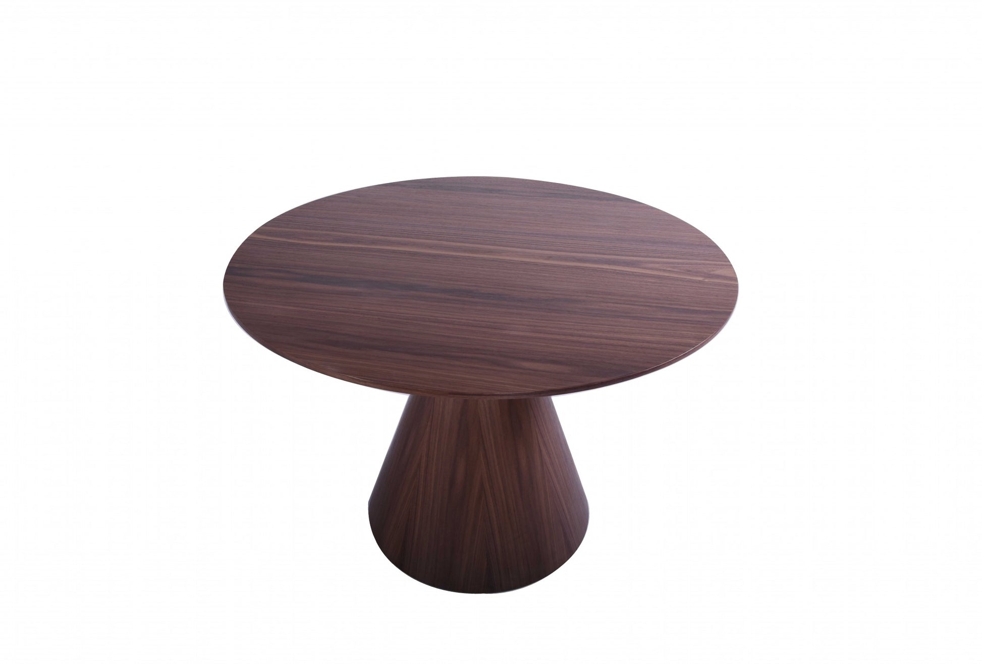 47" Brown Wood Pedestal Base Round Top Dining Table-2